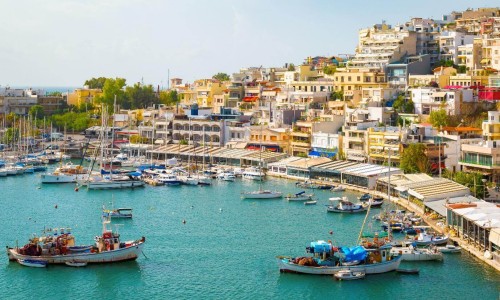 Athens coast with house and boats. Piraeus, Athens, Greece